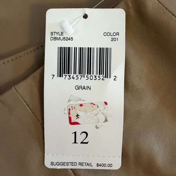 NWT DANA BUCHMAN Beige Taupe 100% Lambskin Classic Pencil Skirt Women’s Size 12 - Picture 11 of 16